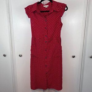 Monteau Short Sleeve Red Polka Dot Dress